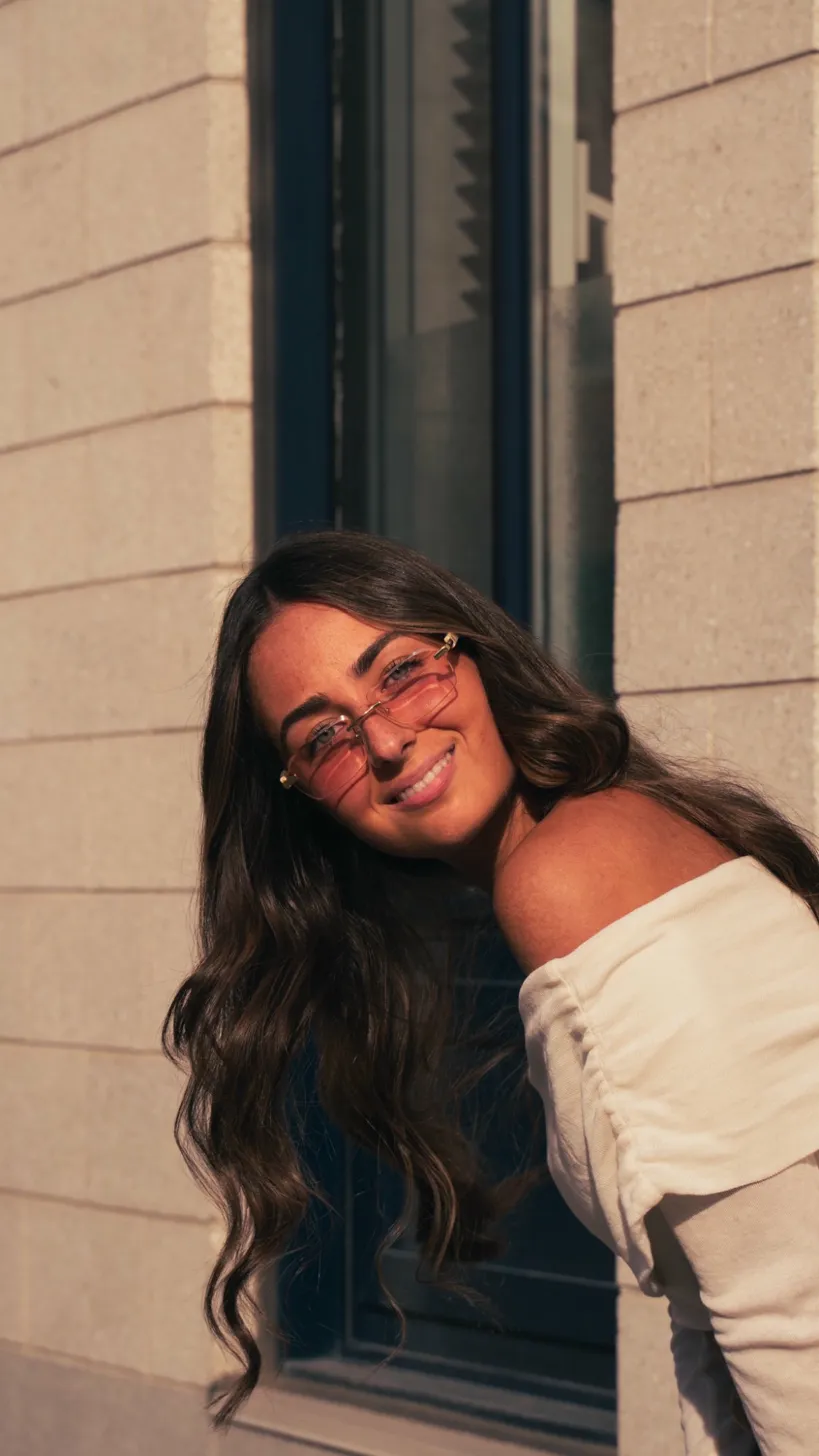 Model wearing Soletti eyewear