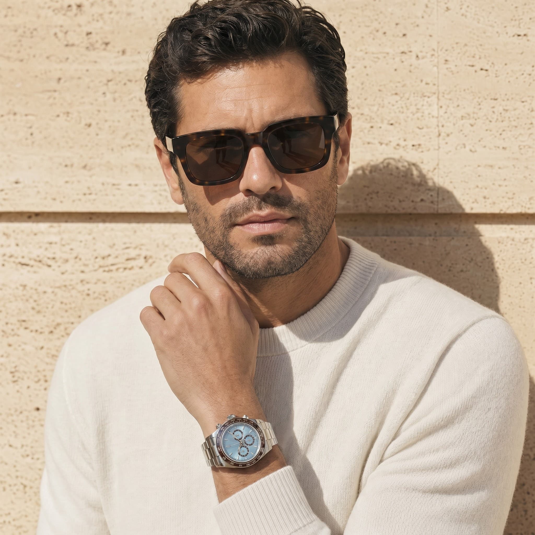 Italian acetate, hand-cut and hand-polished.